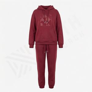Ensemble de survêtement d'hiver pour femmes grande taille, respirant, en coton et polyester, séchage rapide, imprimé, pantalon technique, col à capuche, style uni - Product Image 1