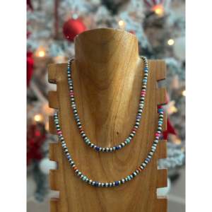 Collier ethnique Navajo perlé, plaqué rhodium, opale et chaînes en argent sterling – Cadeau de mariage religieux tendance - Product Image 1
