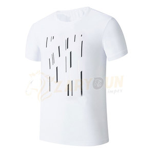 Gran oferta de Camiseta deportiva para hombre, logotipo impreso personalizado, último diseño nuevo, tela transpirable de secado rápido para Fitness, la mejor calidad, Color blanco - Product Image 1