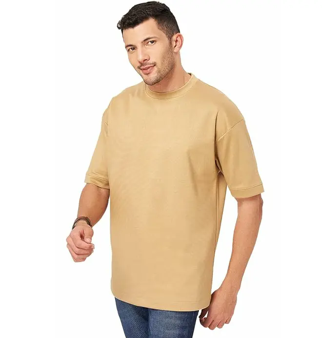 Topkwaliteit 100% Katoenen Oversized T-Shirt Ademende Effen Kleur Zwaargewicht Losse Schouder Heren Oversized T-Shirt