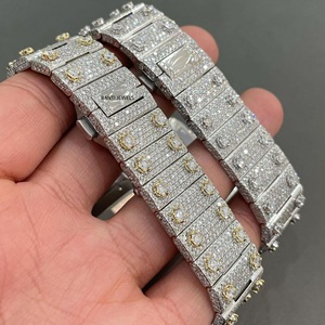 Reloj de Lujo con Incrustaciones de Moissanita, Automático, Estilo Hip Hop, en Acero Inoxidable con Brazalete Cubano Completamente Adornado con Diamantes - Product Image 2