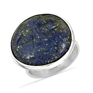 Bague statement en argent sterling 925 plaqué or rose et 18 carats, incrustation de lapis-lazuli, pierres précieuses naturelles, forme de chiffre - Product Image 2