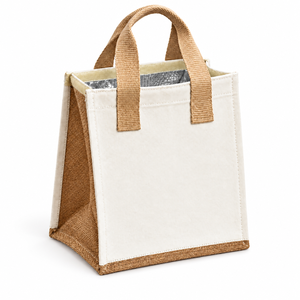 Sac isotherme compact en toile naturelle 8,5x10x6, 310 GSM, avec logo personnalisé, ouverture supérieure, sac de transport thermique pour le déjeuner, PriGlob Exim - Product Image 1