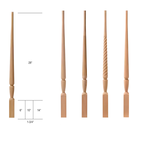 Balaustre de madera de álamo contemporáneo respetuoso con el medio ambiente 38 ''2015P Pin duradero Escalera natural superior-Piezas de escalera contemporáneas al por mayor - Product Image 1