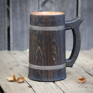 Meilleures ventes de chopes à bière en bois au gros Tasses polies avec base en bois Fabriquées à la main et de qualité supérieure Tasse en acier inoxydable déco - Product Image 4