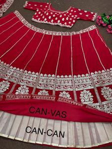 Lehenga ethnique en tissu Georgette lourd avec séquence de broderie soie intérieure avec toile chemisier Georgette lourd pièce - Product Image 4