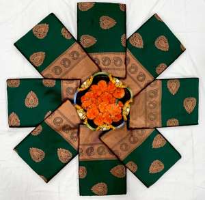 ผ้าแพรไหมแจ็คการ์ดสีม่วงเข้มผ้าแจ็คการ์ดสีฟ้าอ่อนสีทองเส้นขอบสีฟ้าสำหรับฤดูร้อนฤดูหนาว - Product Image 1