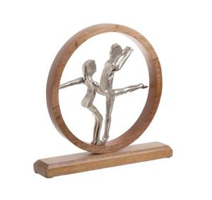 Décoration d'intérieur minimaliste en bois et métal, pièce maîtresse de table, danseuse romantique dans un cadre en forme de cœur, figurine, cadeau de mariage, cadeau de la Saint-Valentin - Product Image 5