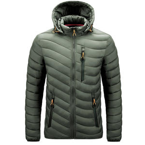 Men's Plus Size Casual Style Winter Puffer Jacket Light Warm Cotton <b>Feather</b> Nylon <b>Black</b> Hood Bubble Puff Filled Zipper Closure - Product Image 3