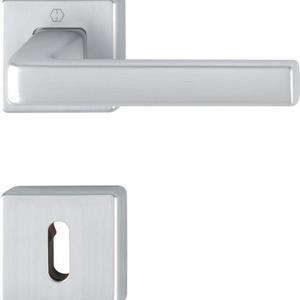 Juego de Manijas de Palanca de Aluminio Dublin de 8 mm, Modelo F49-1, Acabado Satinado TS, para Puertas y Ventanas - Product Image 1