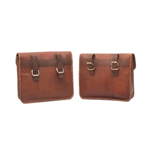 Par de bolsas de viaje deportivas grandes unisex, alforjas de cuero genuino de grano completo con logotipo personalizado, alforjas de estilo vintage con patrón de caramelo - Product Image 2
