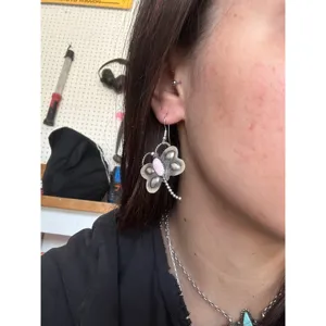 Navajo Handmade Pink Conch Shell & Sterling <b>Silver</b> Dragonfly Drop <b>Earrings</b> - Product Image 2