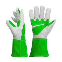 KEEM BROTHERS 2023 Gants de soudage TIG en peau de chèvre verte pour hommes Gants de sécurité au travail résistants à la chaleur