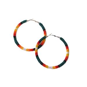 Pendientes de aro de cuentas de semillas de moda hechos a mano Boho Chic joyería coloridos pendientes de aro de cuentas de semillas con aspecto étnico hecho a mano - Product Image 2
