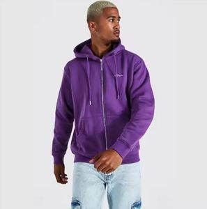 600 GSM Heavyweight Fleece Thermal Zip Hoodies US OEM Logo Personnalisé 3D Logo Brodé Full Zip Plus La Taille Zipper Hommes Hoodies - Product Image 2