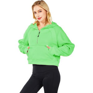 Venta al por mayor de sudaderas con cremallera media personalizadas sudaderas con capucha recortadas chaquetas de lana para mujer cuarto de cremallera pulóver trajes de otoño ropa de invierno - Product Image 4