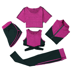 Nouveau design de haute qualité en polyester confortable et sexy manteau pantalon soutien-gorge short t-shirt yoga fitness femme costume - Product Image 1