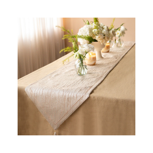 Chemin de table beige en jacquard imprimé 100% coton 240 GSM, texture jacquard, lavable, durable, décoration écologique, fabriqué en Inde - Product Image 3