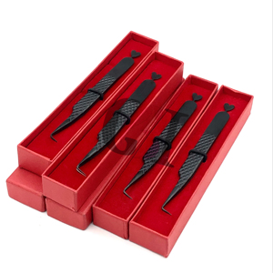 Profesional 90 grados negro Plasma espalda corazón diseño fibra Nano punta Acero inoxidable extensión de pestañas pinzas instrumento de belleza - Product Image 1