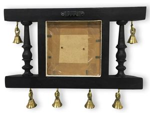 Brass People On Teak Wood <b>Warli</b> Hand-Painted Key Holder With Dhokra Art 4Hooks Mounted Mail Holder for Home Wall Door Key Stand - Product Image 5