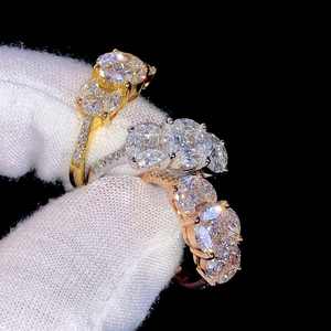 Women's Tri-Color Moissanite Diamond <b>Ring</b> <b>Set</b> 925 <b>Sterling</b> <b>Silver</b> Brilliant Cut Engagement Bands Rhodium Plated Prong Setting - Product Image 3