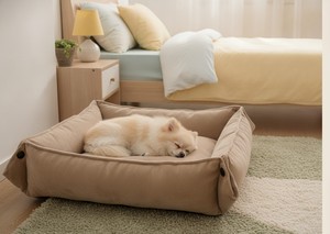 Large Rectangular Transforming Pet <b>Bed</b> (Beige Textile) <b>for</b> Cats & <b>Dogs</b> Simple Style All Seasons - Product Image 3