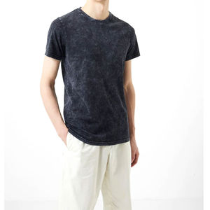 T-shirts formels personnalisés pour hommes lavés à l'acide 100% coton peigné poids lourd surdimensionné Service personnalisé OEM - Product Image 2