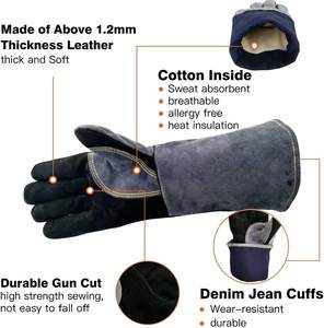 Gants de Soudure en Cuir de Chèvre de Haute Qualité, Gants de Travail en Cuir de Sécurité, Gants Industriels pour la Construction - Product Image 2
