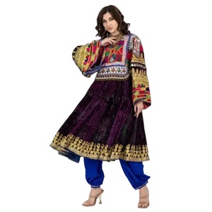 เดรสลำลองปักเลื่อมลายดอกไม้ปักลายชาวเผ่าอัฟกานิสถานแบบดั้งเดิมมีซิป - Product Image 1