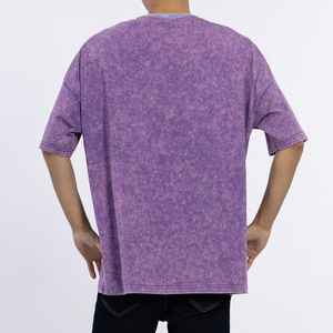 Venta al por mayor camisetas blancas 100% algodón de los hombres de gran tamaño impreso camiseta ácido lavado 275G Unisex Streetwear Hip Hop - Product Image 2