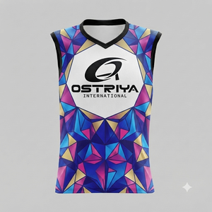 High Quality Front Logo Men's Sleeveless V-neck Printed T-<b>Shirt</b> New Arrival Knitted 180g Quick Dry Breathable <b>100</b>%<b>Polyester</b> - Product Image 5