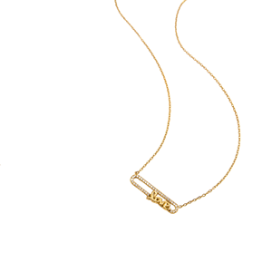 Collar de Oro Amarillo de 18K con Dije Rectangular de Diamantes de Imitación y Letra de Diamantes, Regalo para Mujer - Product Image 3