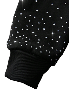 Sudadera con capucha térmica de invierno de alta calidad, personalizada, moderna, con pedrería negra, bordada, con estampado digital, 100% algodón, 2 piezas - Product Image 4