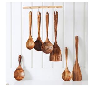 Cucharas de madera para cocinar Servidores de ensalada de cocina de madera antiadherente Juego de 2 SERVIDORES DE ENSALADA DE MADERA JUEGO DE 2 HECHO A MANO KETCHENWAR ÚNICO - Product Image 1
