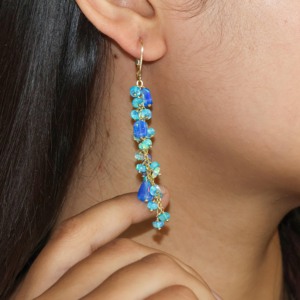 Pendientes Colgantes de Plata de Ley 925 con Ópalo Natural y Cuentas, Joyería de Piedra de Nacimiento, Diseño para Mujer, Regalo para Fiesta o Boda, 2 Gramos - Product Image 2