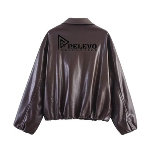 PU Leather <b>Jacket</b> Women Modern Casual Style <b>Slim</b> <b>Fit</b> Fashion Outerwear Comfortable Daily Wear Front Logo Autumn - Product Image 1