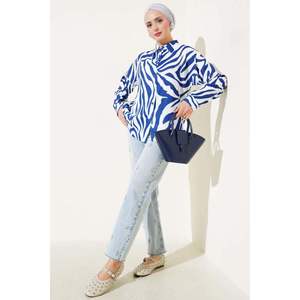 Camisa Estampado Cebra Azul Marino - Product Image 4