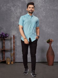 เสื้อเชิ้ตผู้ชายลายอิฐข้าวโพดคั่วดีไซน์เนอร์พร้อมใส่ - Product Image 6