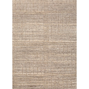 พรมขนสัตว์ทอมือลายเส้นโค้งสีเบจน้ำตาลขนาดใหญ่รูปทรงสี่เหลี่ยมผืนผ้าลายทางสามมิติสีพื้นสำหรับบ้าน ห้องโถง ห้องนั่งเล่น ห้องนอน-Hwl-350 - Product Image 3