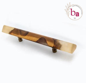 Boutons de poignée de porte en résine en bois faits à la main poignées de tiroir en métal pour cuisine chambre hôtel villa pour utilisation de commode de garde-robe de gymnastique - Product Image 2