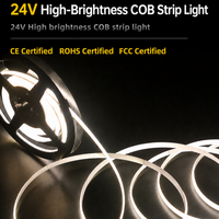 Bande lumineuse LED COB 24V 8mm, flexible, auto-adhésive, basse tension, ruban linéaire pour armoire, vitrine, cuisine, décoration intérieure