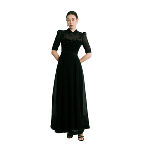 Robe élégante en triacétate transparent à bon prix pour les femmes, meilleure vente ROBE MIDI RIA CIRCLE DETAIL, robe longue avec forme évasée - Product Image 1