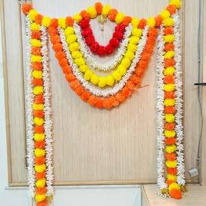 Vintage Romántico Artificial Marigold Jasmine Wedding Party Entrada Decoración Guirnalda Puerta Ventana Gypsy Flower Frame Durable - Product Image 2