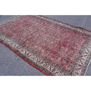 <b>Vintage</b> Turkish <b>Rug</b> Large Area 6.7 X 10.4ft Red Green Wool Latex Backing New Abstract Rectangle Hallway Design for Room Decor - Product Image 2