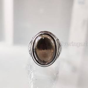 Bague en argent sterling 925 pour homme, avec pierre précieuse naturelle quartz fumé, pierre de naissance de avril, toutes tailles, bijoux de fête arabe, vente en gros - Product Image 4
