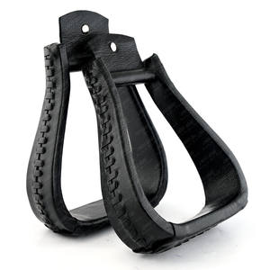Estribos de campana para montar a caballo a granel, envuelto en cuero, aluminio, ligero, clásico, Occidental, antideslizante, cómodo - Product Image 1