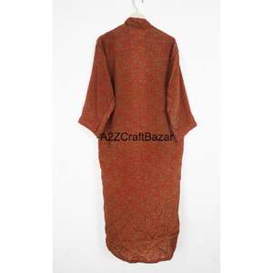 Vestido Largo Ajustado de Seda Transpirable y Lavable Ecológico para Mujer, Estilo Indio Floral, Lavado en Seco - Product Image 4