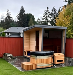 Cabine de sauna finlandaise extérieure pour 4 personnes en bois massif d'épicéa, salle de sauna à vapeur pour la maison - Product Image 1