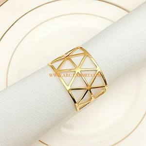 Servilletero de Metal de forma redonda de primera calidad, Color dorado mate, decoración de mesa de gran tamaño, anillo de sujeción de tejido para decoración de boda - Product Image 1