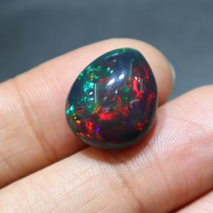 โอปอลดำเอธิโอเปียธรรมชาติทรงหลังเบี้ยเรียบ สำหรับทำเครื่องประดับ - Product Image 4